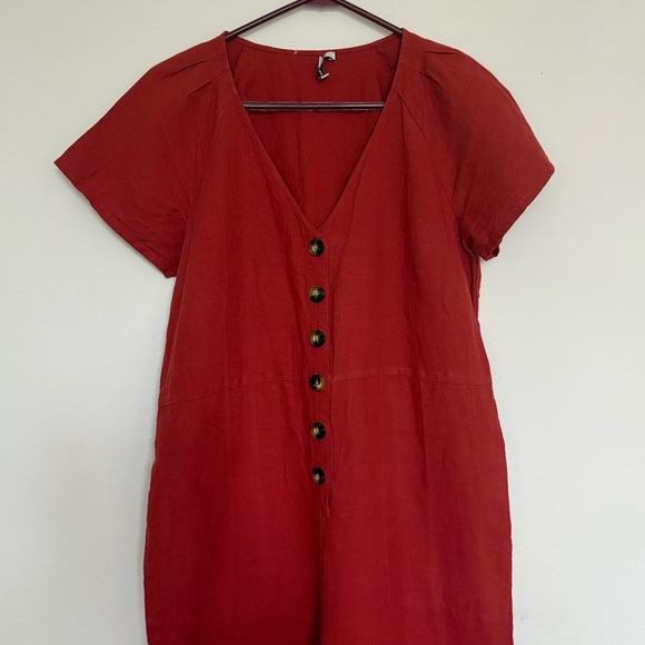 Madewell Pants - Madewell Linen Brick Red Jumpsuit Size 6